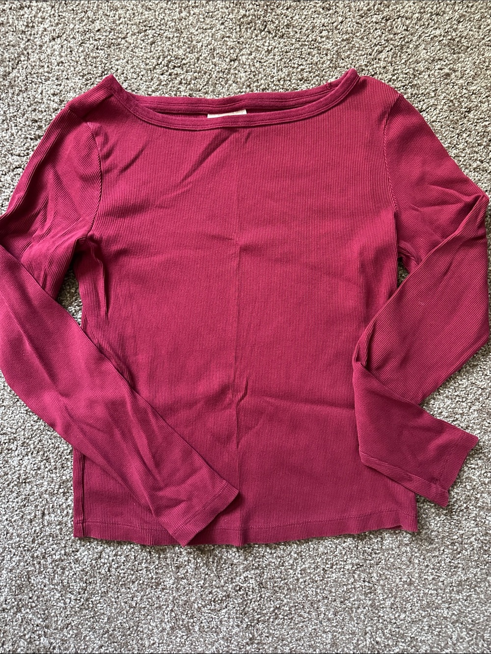 Universal Thread Ribbed Boat Neck Long Sleeve Top, Size L